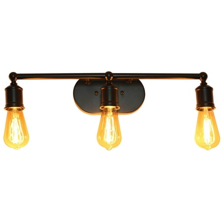 Lalia Home 3 Light Industrial Metal Vanity Light, Matte Black