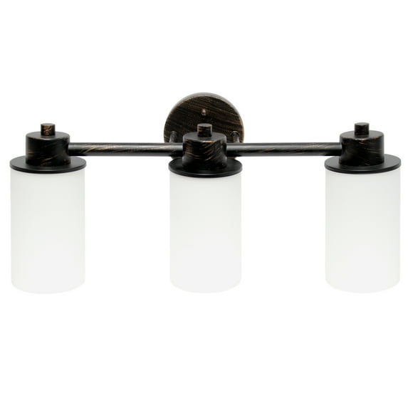 Lalia Home 3 Light Metal and Opaque White Glass Shade Vanity, Oil Rubbed Bronze