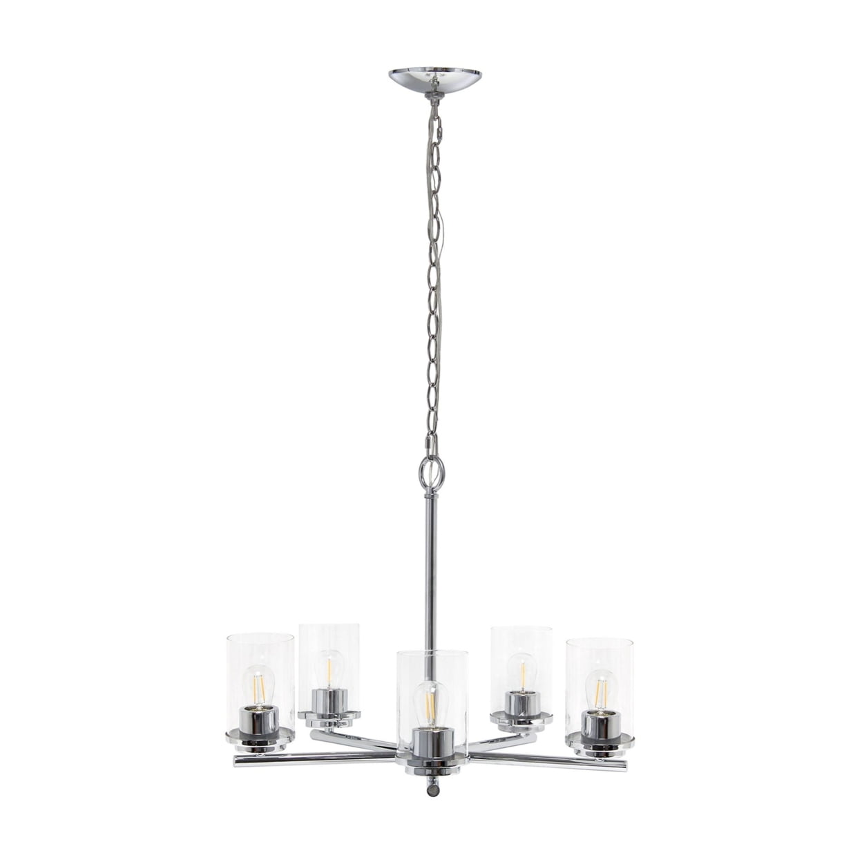 Elegant Chrome 5-Light Clear Glass Overhead Pendant Chandelier