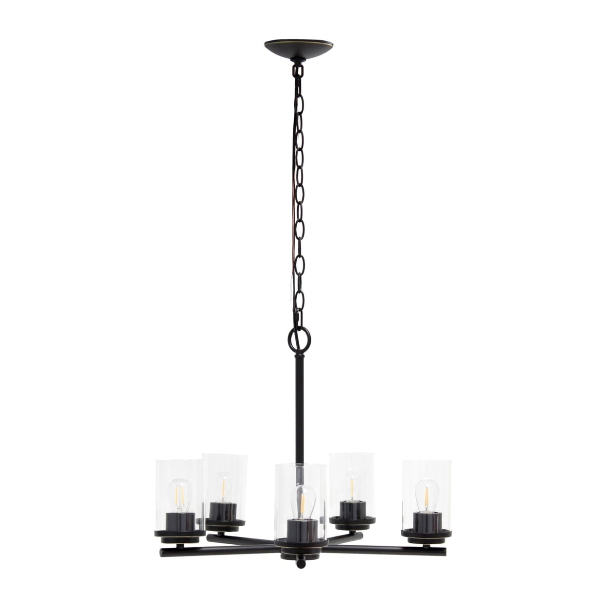 Elegant Restoration Bronze 5-Light Clear Glass Pendant Chandelier