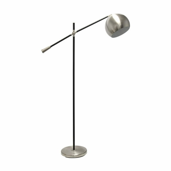Lalia Home 58" Swivel Floor Lamp with Inner White Dome Shade, Brushed Nickel