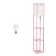 thumbnail image 1 of Lalia Home 62.5" 3-Shelf Column Storage Floor Lamp with Linen Shade & LED Bulb, Light Pink, 1 of 6