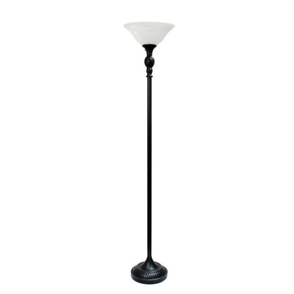 Lalia Home 71" Classic 1-Light Torchiere Floor Lamp with Marbleized Glass Shade, Restoration Bronze
