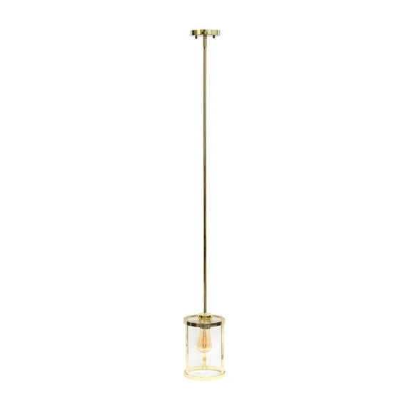Lalia Home 9.25" Studio Loft 1-Light Adjustable Hanging Clear Glass Pendant Fixture, Gold