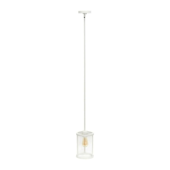 Lalia Home 9.25" Studio Loft 1-Light Adjustable Hanging Clear Glass Pendant Fixture, White