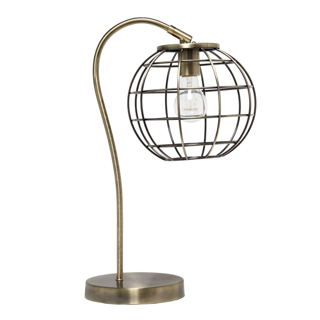 Antique Brass Arched Metal Cage Table Lamp