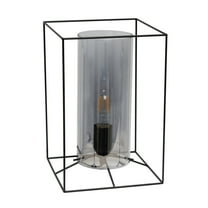 Lalia Home Decorative Black Framed Table Lamp,Smoked Cylinder Glass Shade, Large
