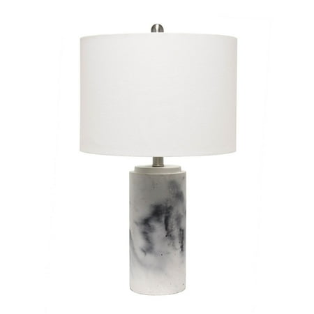 Lalia Home - Marbleized Table Lamp with White Fabric Shade - White