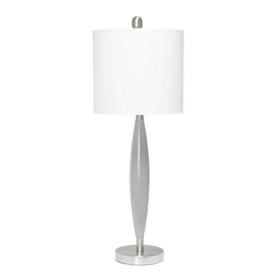 Lalia Home Decorative Stylus Table Lamp with White Fabric Shade, Gray