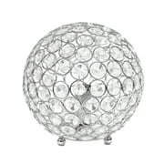 Lalia Home Elipse Medium 8" Contemporary Metal Crystal Round Sphere Glamourous Orb Table Lamp, Chrome