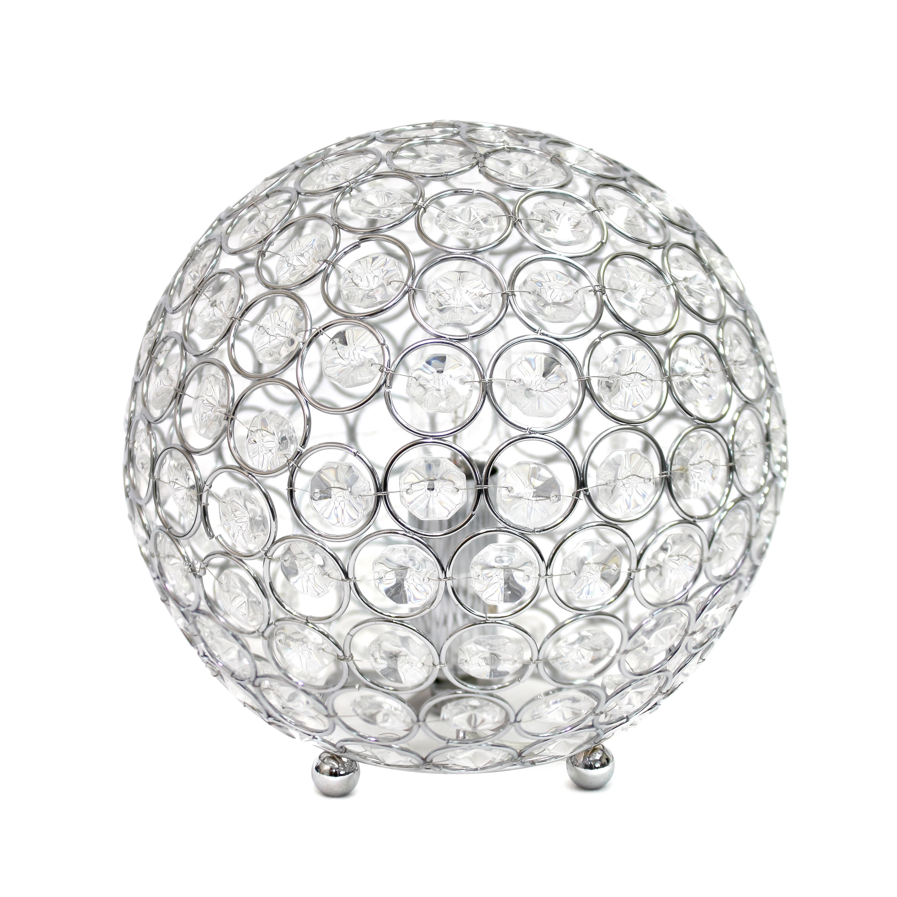 8" Chrome Crystal Orb Nightstand Lamp with Adjustable Toggle Control