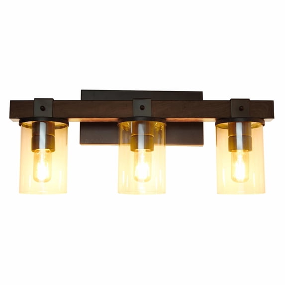 Lalia Home Farmhouse Rustic Wood Look 3 Light Bath Vanity