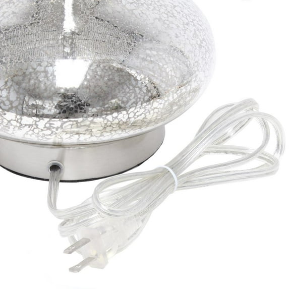 Lalia Home Glass Dollop Table Lamp with White Fabric Shade, Mercury