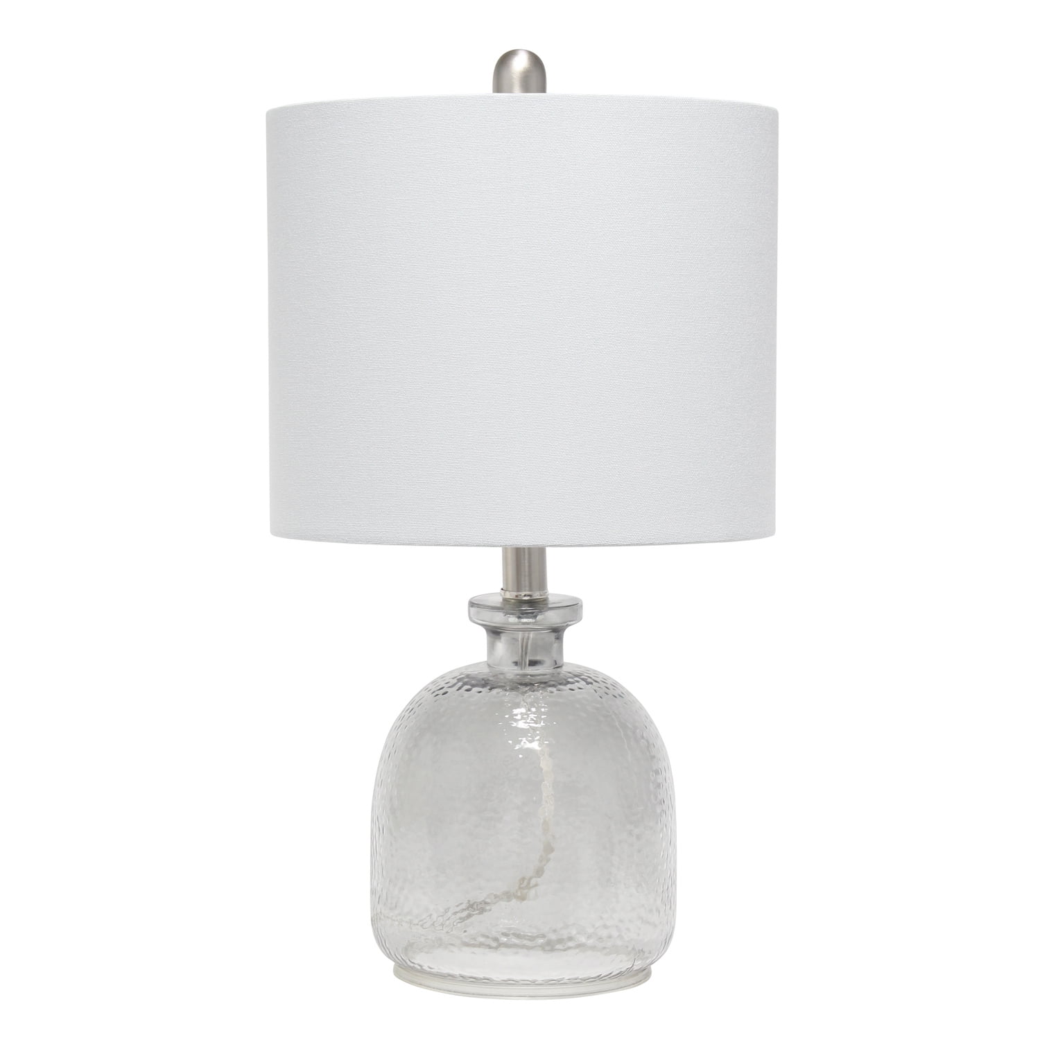 Smokey Gray Hammered Glass Nightstand Lamp with Linen Shade