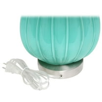 Lalia Home Glass Pleated Table Lamp in Seafoam Blue with White Shade