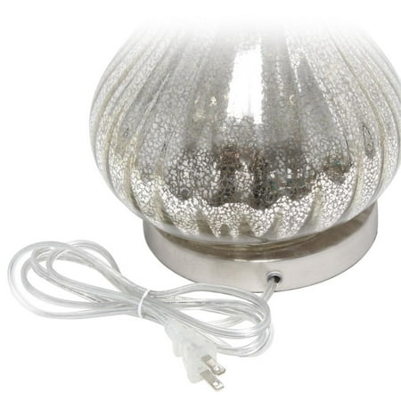 Lalia Home - Speckled Mercury Tear Drop Table Lamp with Fabric Shade - White