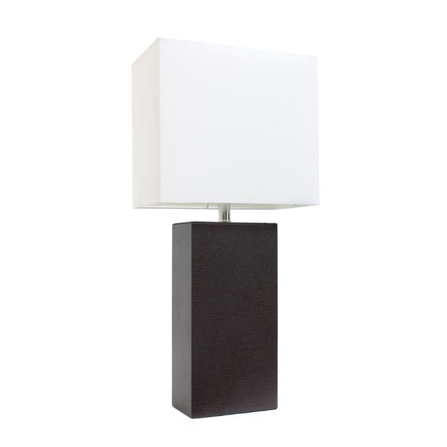 Lexington 21" White Leather Base Table Lamp with Fabric Shade