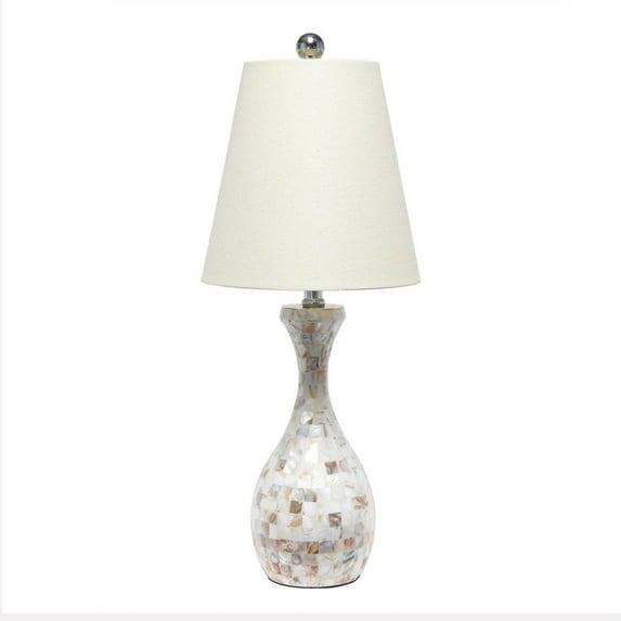 Lalia Home Malibu Curved Mosaic Seashell Table Lamp with Chrome Accents