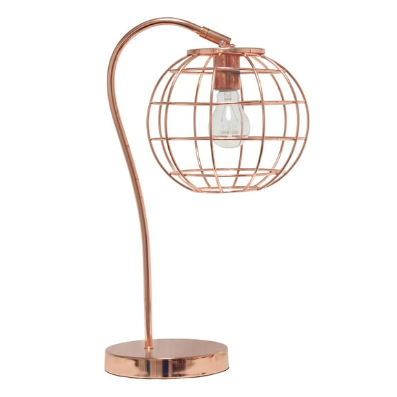 Lalia Home Metal Arched Cage Table Lamp in Rose Gold