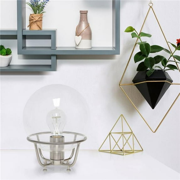 Lalia Home Old World Globe Glass Table Lamp, Brushed Nickel