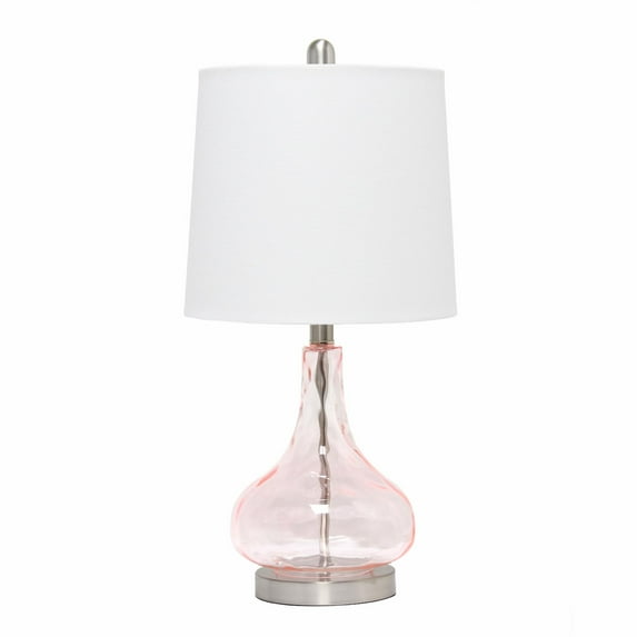 Lalia Home Rippled Glass Table Lamp with Fabric Shade