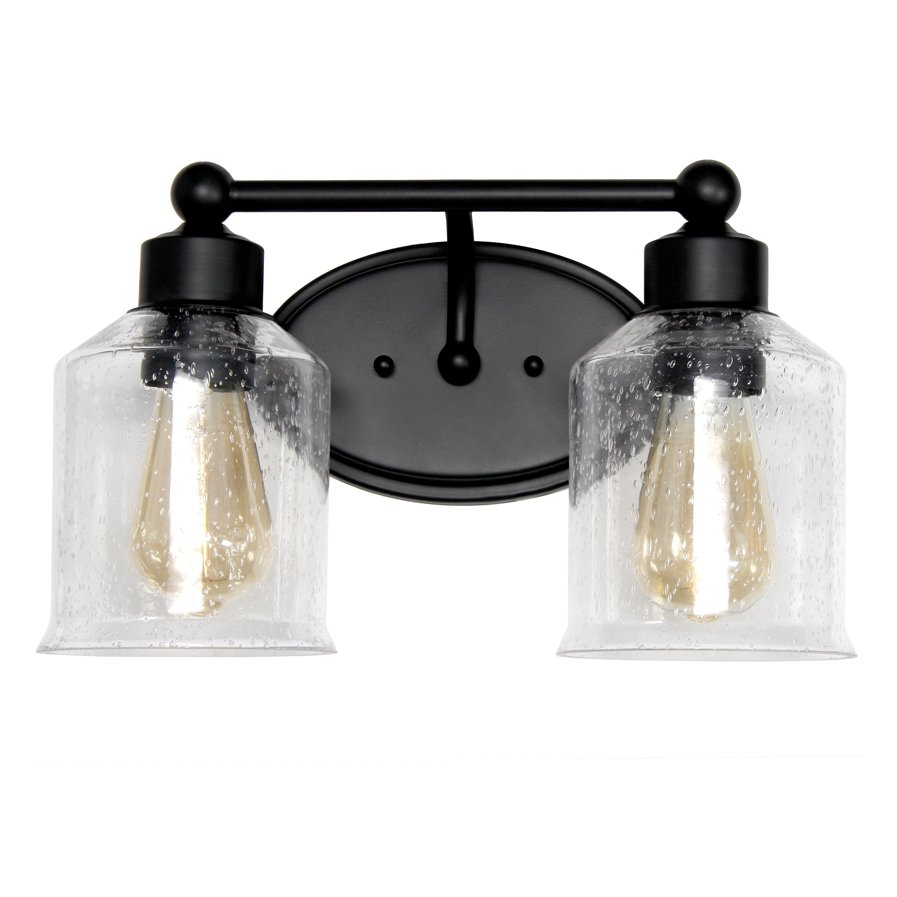 Lalia Home Studio Loft Modern Two Light Metal and Clear Seeded Glass