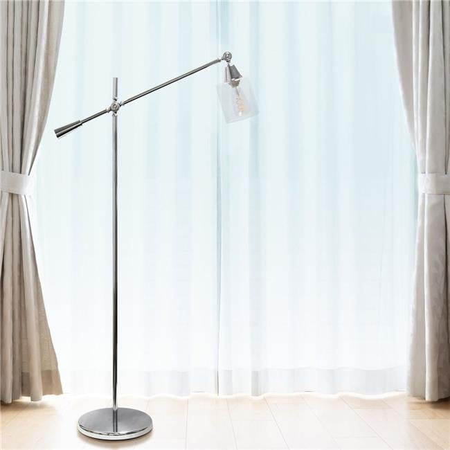 Edison-Inspired 55.5" Adjustable Chrome Floor Lamp with Clear Glass Shade