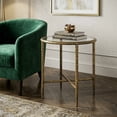 thumbnail image 1 of Lalia Modern Tempered Glass Top Round End Table with Forged Metal Frame, Matte Gold, 1 of 13