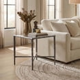 thumbnail image 1 of Lalia Modern Tempered Glass Top Square Side Table with Forged Metal Frame, Matte Gray, 1 of 13
