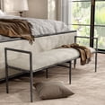 thumbnail image 1 of Lalia Modern Upholstered 59-inch Hammered Metal Accent Bench, Gunmetal, 1 of 13