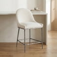 thumbnail image 1 of Lalia Modern Upholstered Curved Back Counter Height Bar Stool with Metal Frame, Gunmetal, 1 of 9