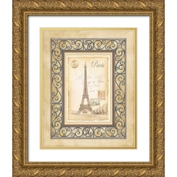 Laliberte, Andrea 15x18 Gold Ornate Wood Framed with Double Matting Museum Art Print Titled - Paris Postcard