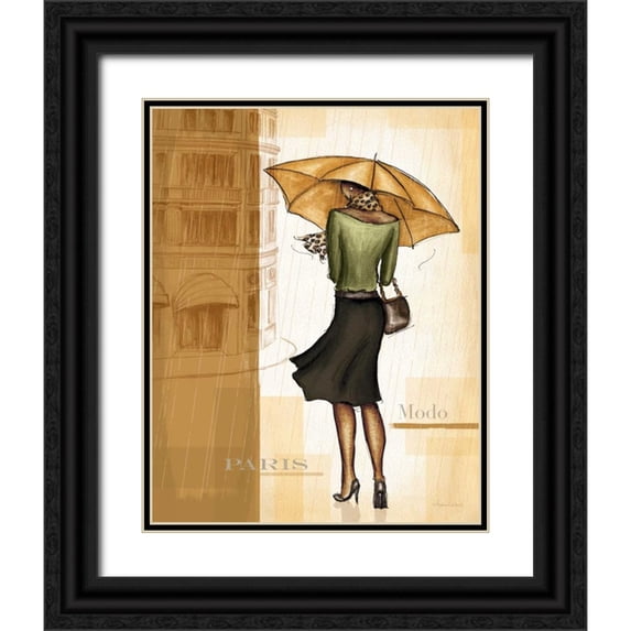 Laliberte, Andrea 26x32 Black Ornate Wood Framed with Double Matting Museum Art Print Titled - Golden Rain Paris