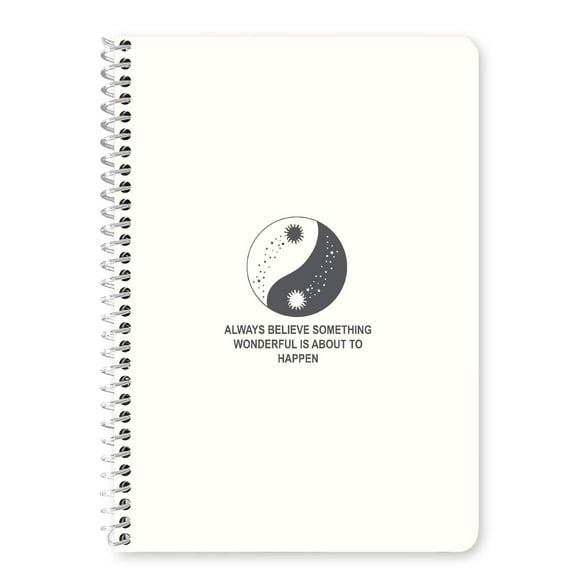 Lalion Design Cute, Durable, Hardcover, Dotted Spiral Notebook, 6.7" x 9.45" Journal, 200 Pages/100 Sheets, Bullet, 90gsm Premium Thick Paper, Perfect for Office, School, Home | Mono Yin Yang