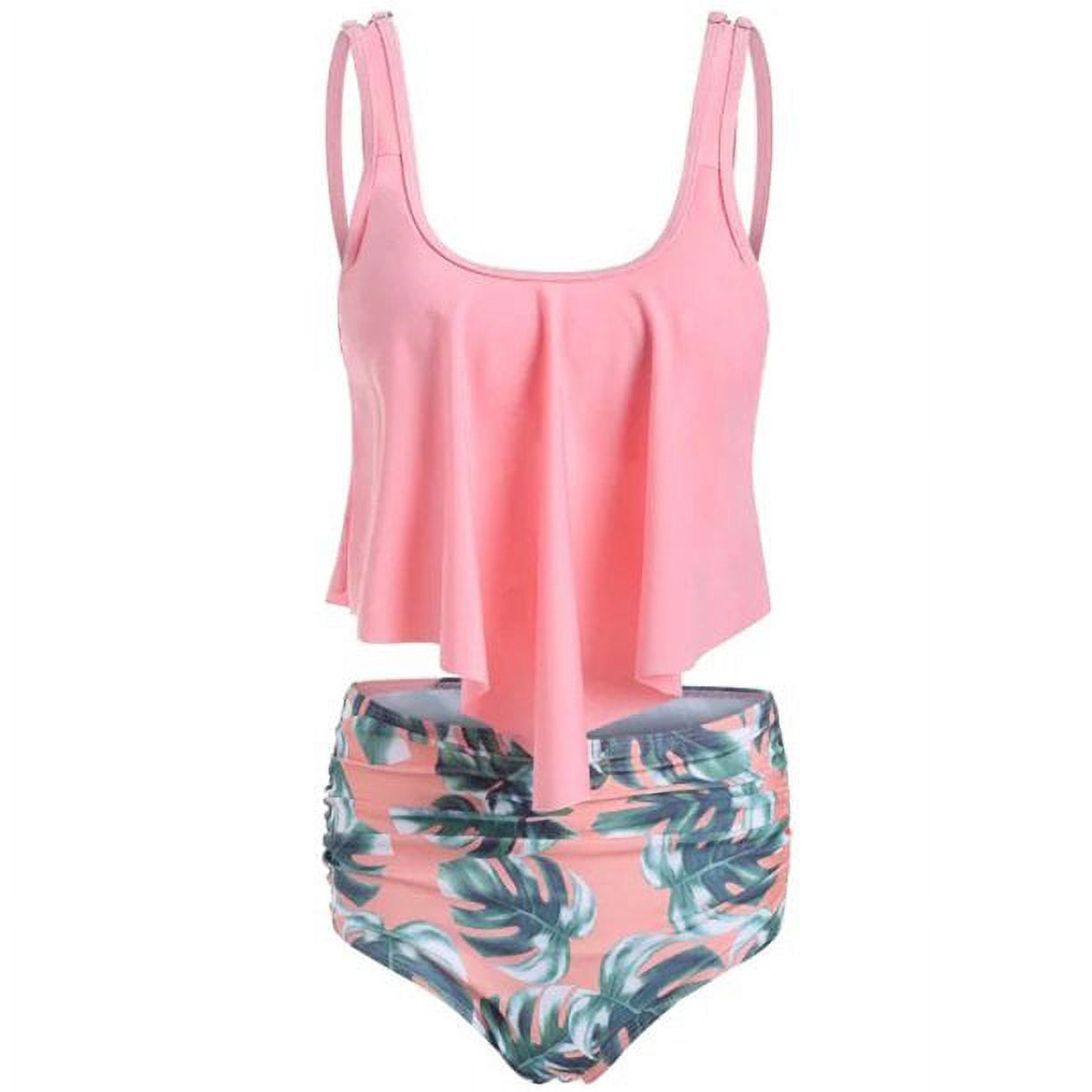 Low Back Solid Two Pieces Ruffle Swimsuits