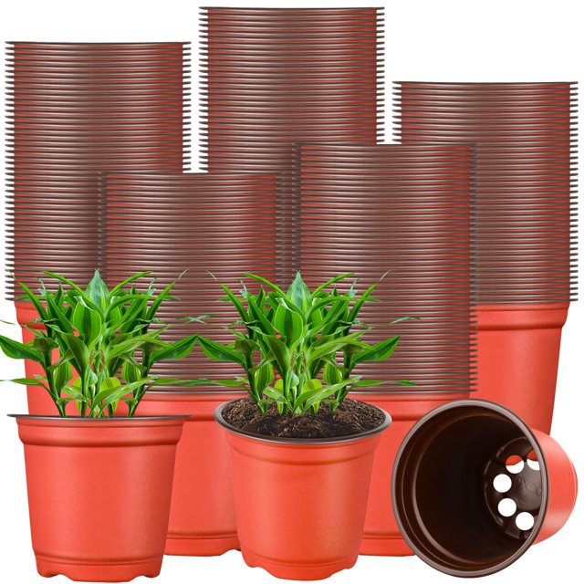 Lallisa 300 Pcs 6 DHF10 Inch Pots Plastic Nursery Pots Bulk Seedling