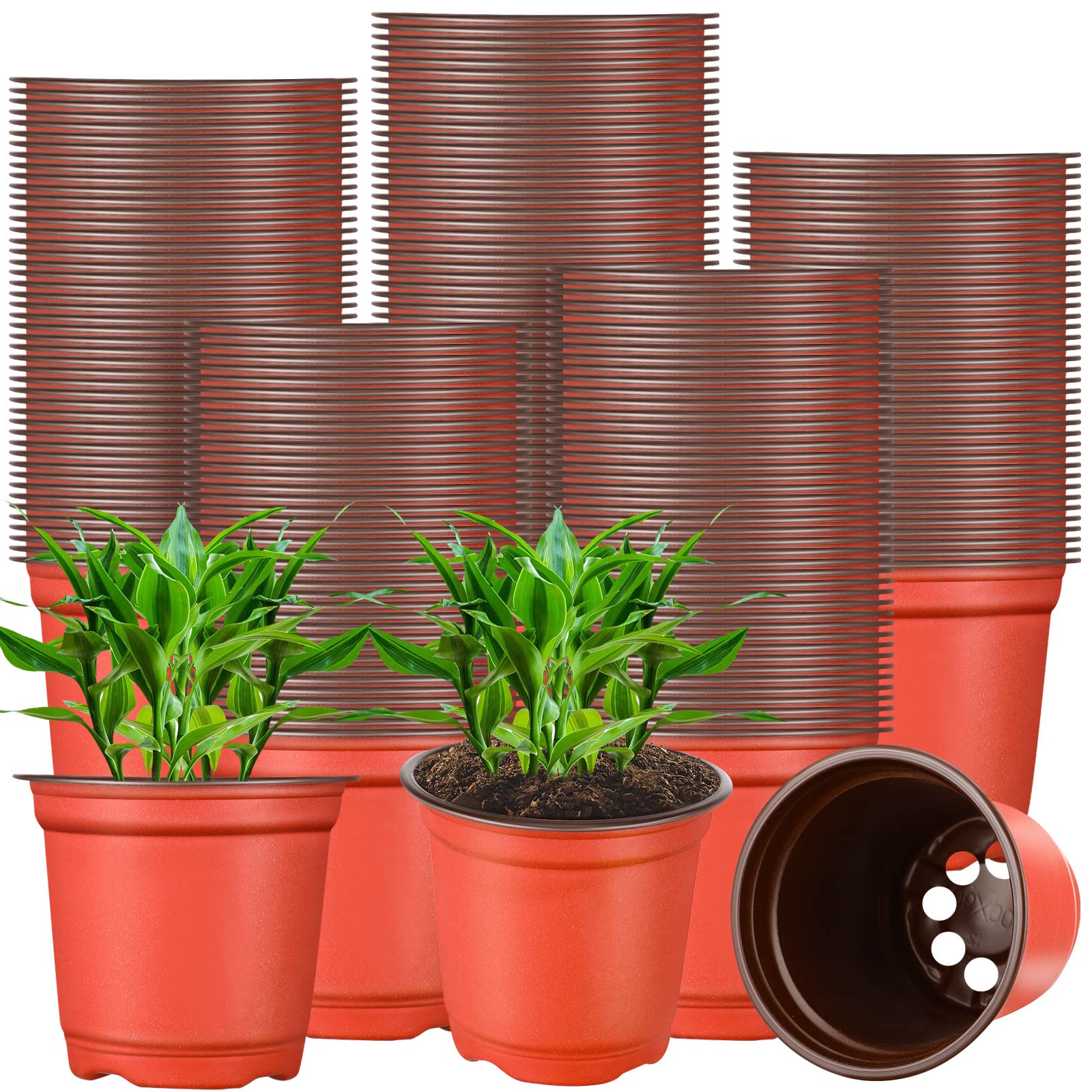 Lallisa 300 Pcs 6 OIF8 Inch Pots Plastic Nursery Pots Bulk Seedling