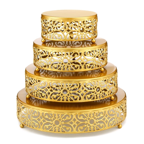 Lallisa 4 Tier Cake Stand Gold Cake Stands 6'' 8" 10" 12" Round Metal Dessert Cupcake Stands Pastry Candy Display Plate Tea Party Decoration for Wedding Birthday Event Anniversary Celebration Y101