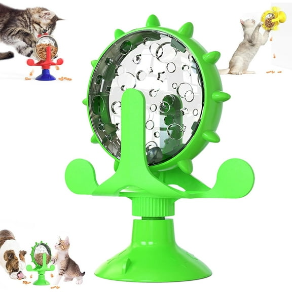 Lallypet, Lallypet Food Spinning Windmill, 360° Rotating Windmill Suction Cup Toys for Small Pet, Interactive Cat Food Treats Dispenser Toy, Cat Leaking Rotating Windmill Toy for Pet Training