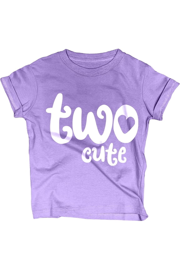 Two Cute Second Birthday Girls Short Sleeve Shirt, Toddler Tee, Purple Heather