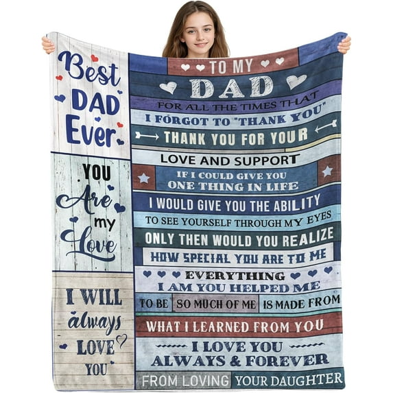 Laltsidws Gifts for Dad, Dad Birthday Gift, Dad Gifts from Daughter, Dad Ever Gifts, Dad Blanket for Birthday, Thanksgiving Day, Xmas, 60x80
