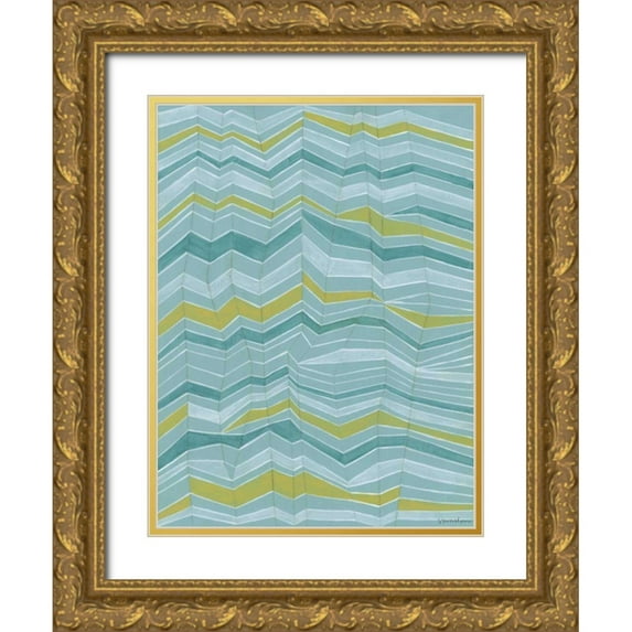Lam, Vanna 12x14 Gold Ornate Wood Framed with Double Matting Museum Art Print Titled - Tectonic Stripes I
