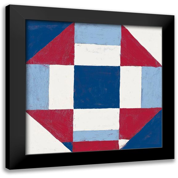Lam, Vanna 15x15 Black Modern Framed Museum Art Print Titled - Americana Patchwork Tile II