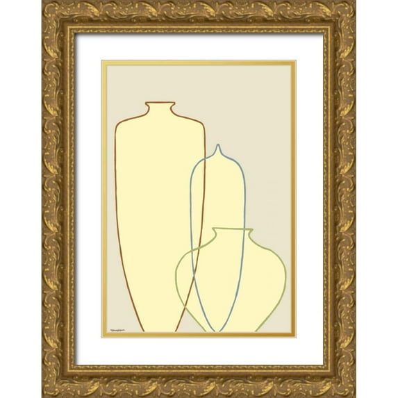 Lam, Vanna 18x24 Gold Ornate Wood Framed with Double Matting Museum Art Print Titled - Linear Vessels IV