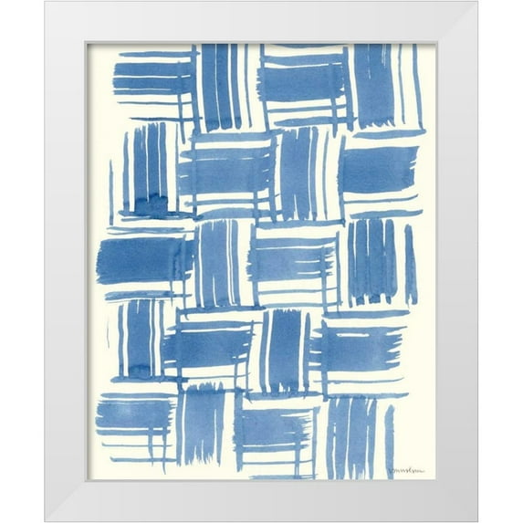 Lam, Vanna 20x24 White Modern Wood Framed Museum Art Print Titled - Macrame Blue VI