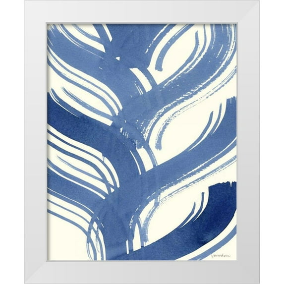 Lam, Vanna 26x32 White Modern Wood Framed Museum Art Print Titled - Macrame Blue IV