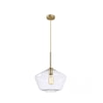 thumbnail image 1 of LamQee 11.8 in. W x 10.4 in. H 1-Light Clear Glass Champagne Gold Pendant Light with Shade, 1 of 5