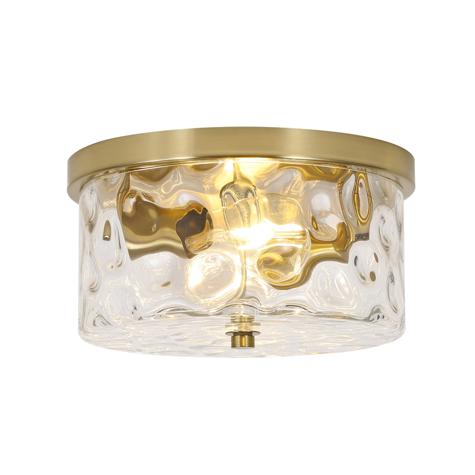 Antiqued Gold 9.8" Flush Mount Ceiling Light with Ripple Glass