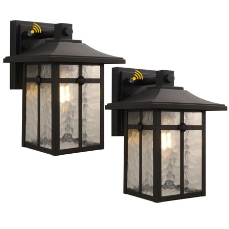LamQee Outdoor Frosted Glass Wall Lantern Dusk to Dawn(Pack 1 or 2) 2 Pack