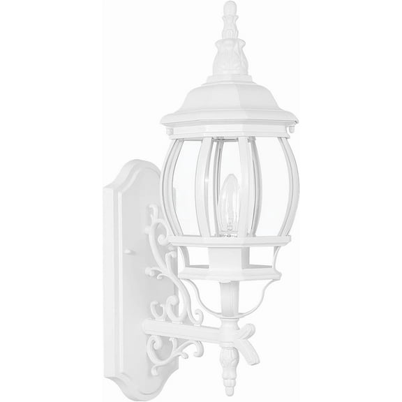 LamQee Outdoor Wall Light Fixture Waterproof Exterior Wall Sconce 19.5" H Cast Aluminum Glass Shade White Outside Wall Mount Light Lantern for Porch Garage Doorway Entryway, E12 Base